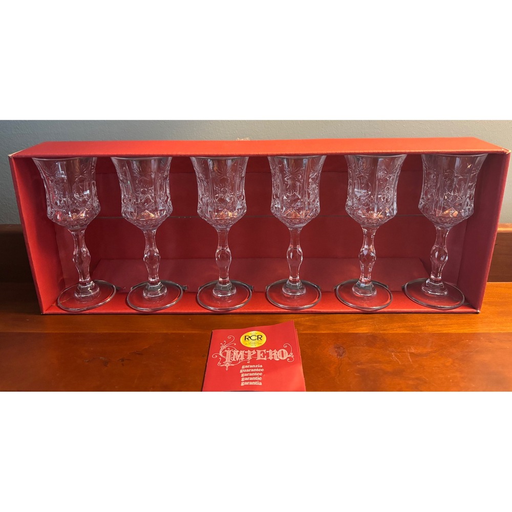 RCR Impero Crystal Cordial Glasses Set, 6 Pieces, Italian Glassware, New‎ In Box